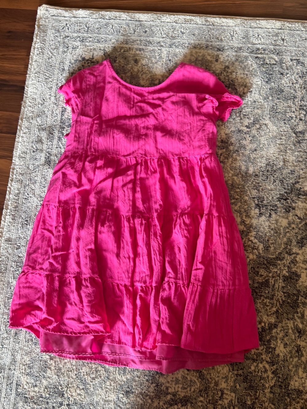 Pink Tiered Short-Sleeve Dress